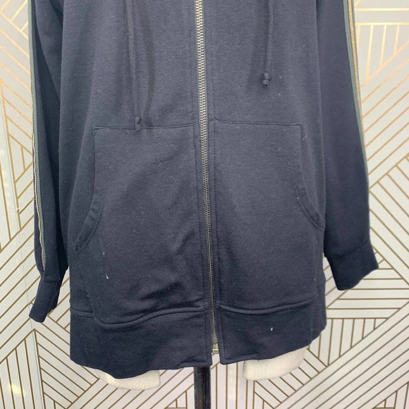 Johnny Was Calmè Metallic Stripe Zip-Up Hoodie in Black Size US XS - Picture 3 of 11